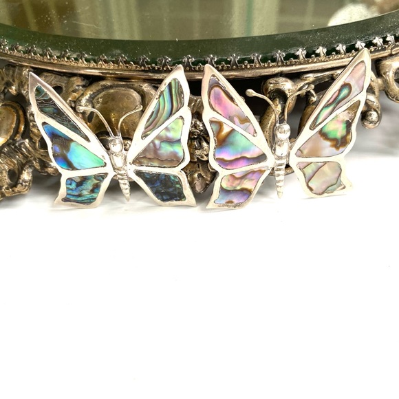2 VTG sterling/abalone butterfly brooches - Picture 6 of 9